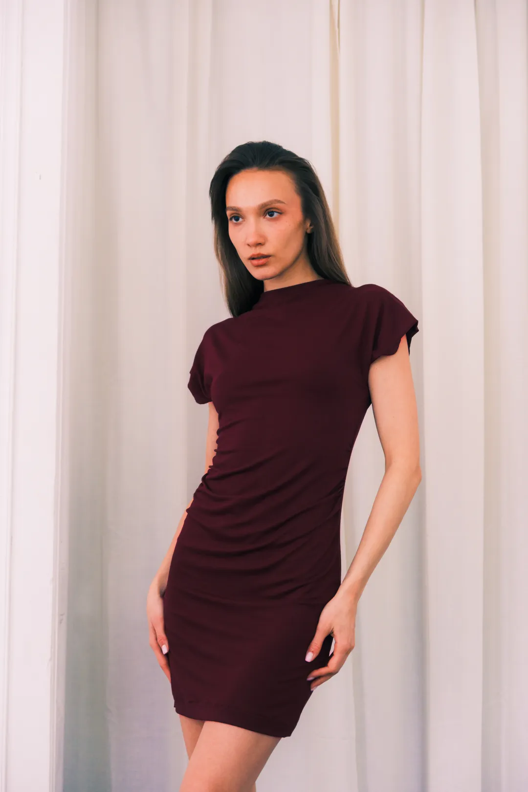 Haljina Louna HLJLOUNA02 bordo-05 Haljina Viscose Louna - Slika 1